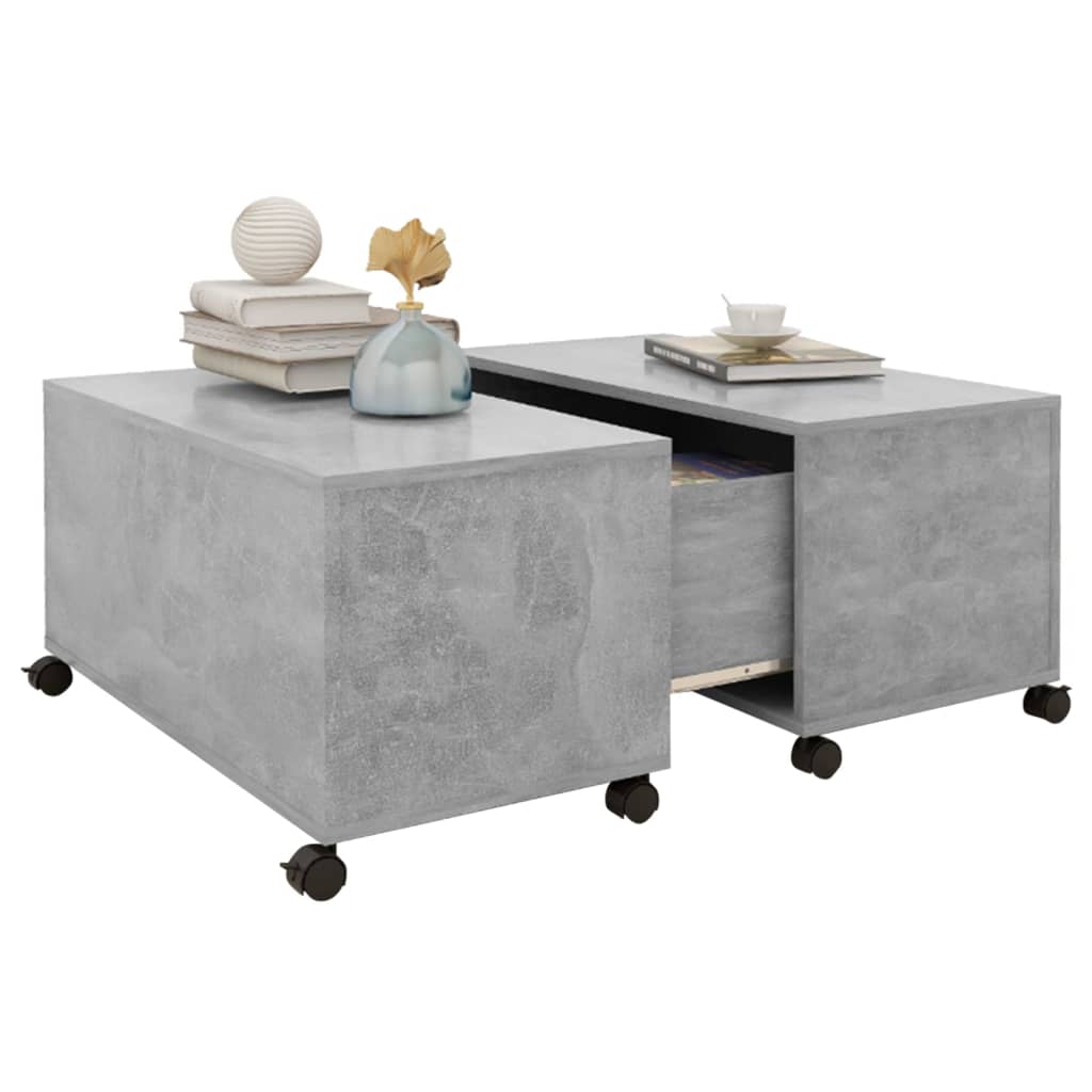 Salontafel 75x75x38 cm bewerkt hout betongrijs is nu te koop bij PeponiXL, paradijselijk wonen!