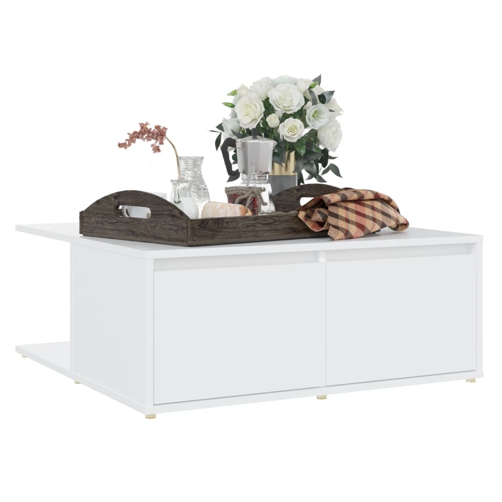 Salontafel 80x80x31 cm bewerkt hout wit is nu te koop bij PeponiXL, paradijselijk wonen!