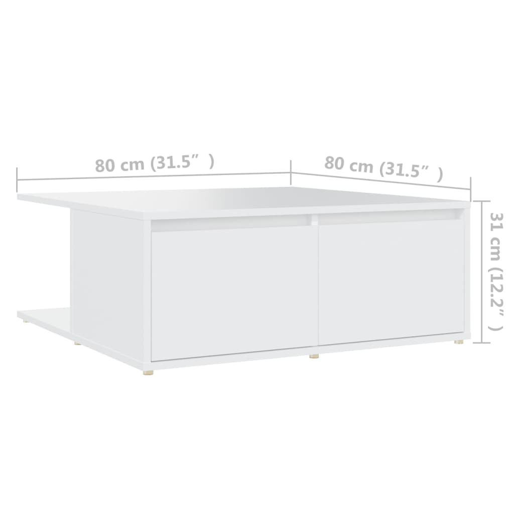 Salontafel 80x80x31 cm bewerkt hout wit is nu te koop bij PeponiXL, paradijselijk wonen!