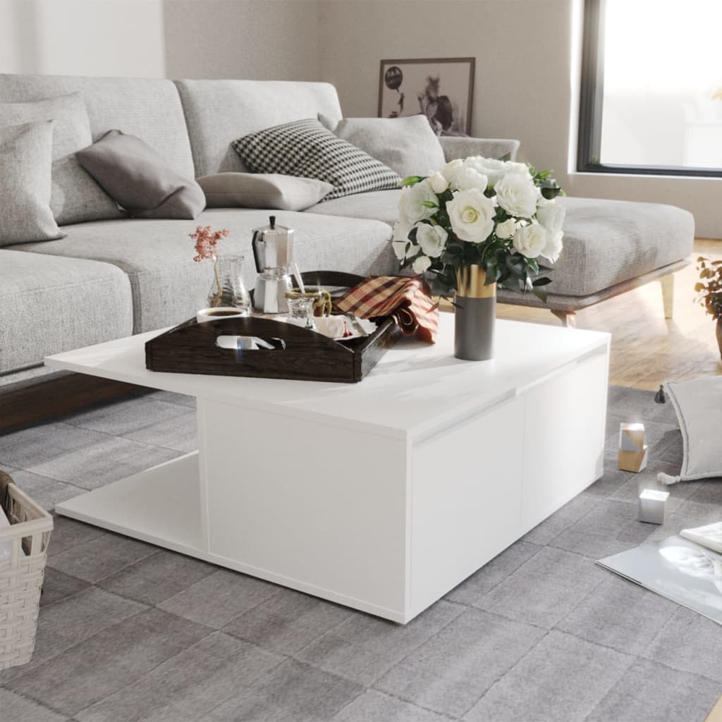 Salontafel 80x80x31 cm bewerkt hout wit is nu te koop bij PeponiXL, paradijselijk wonen!