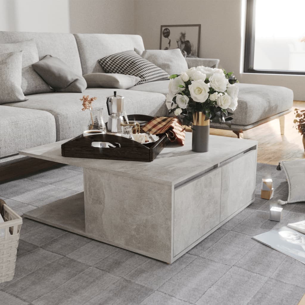 Salontafel 80x80x31 cm bewerkt hout betongrijs is nu te koop bij PeponiXL, paradijselijk wonen!