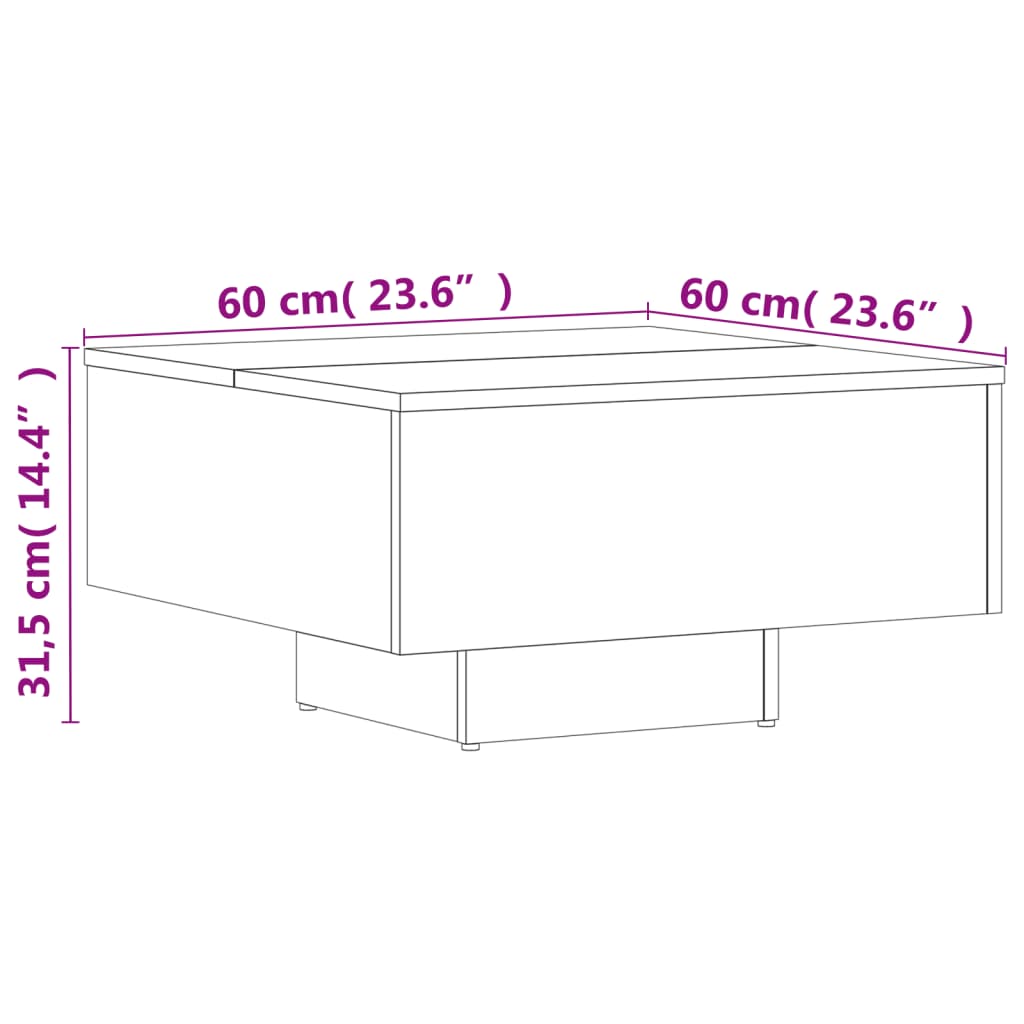 Salontafel 60x60x31,5 cm bewerkt hout wit is nu te koop bij PeponiXL, paradijselijk wonen!