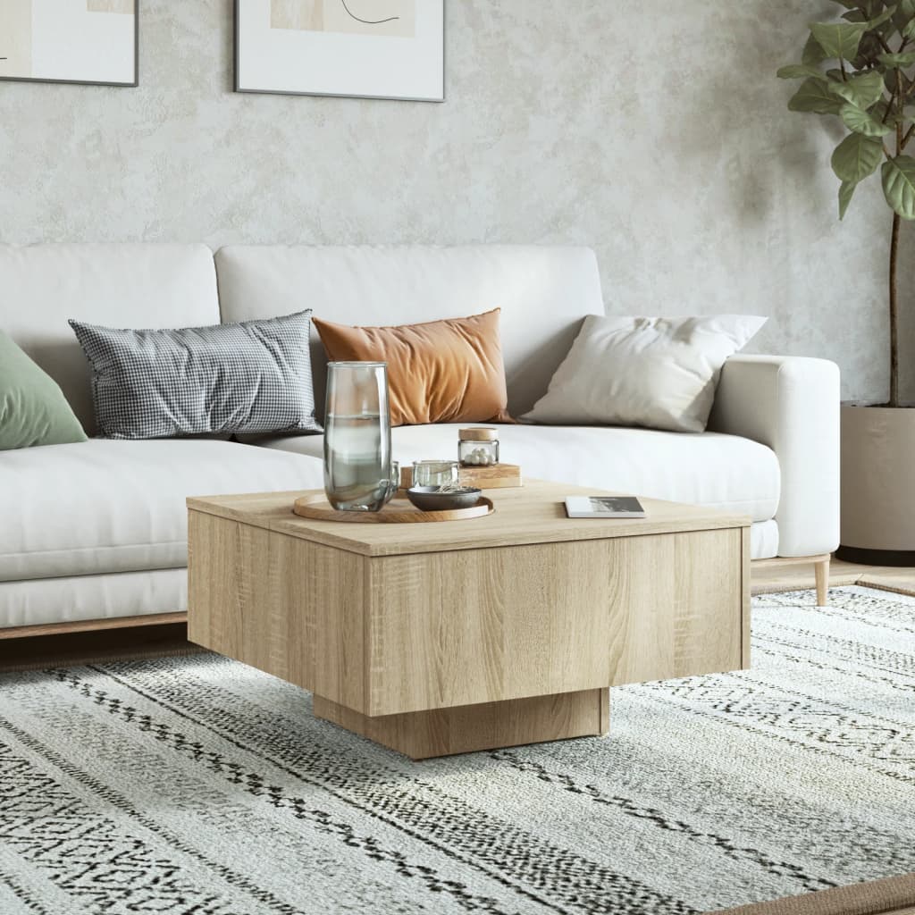 Salontafel 60x60x31,5 cm bewerkt hout sonoma eikenkleurig is nu te koop bij PeponiXL, paradijselijk wonen!