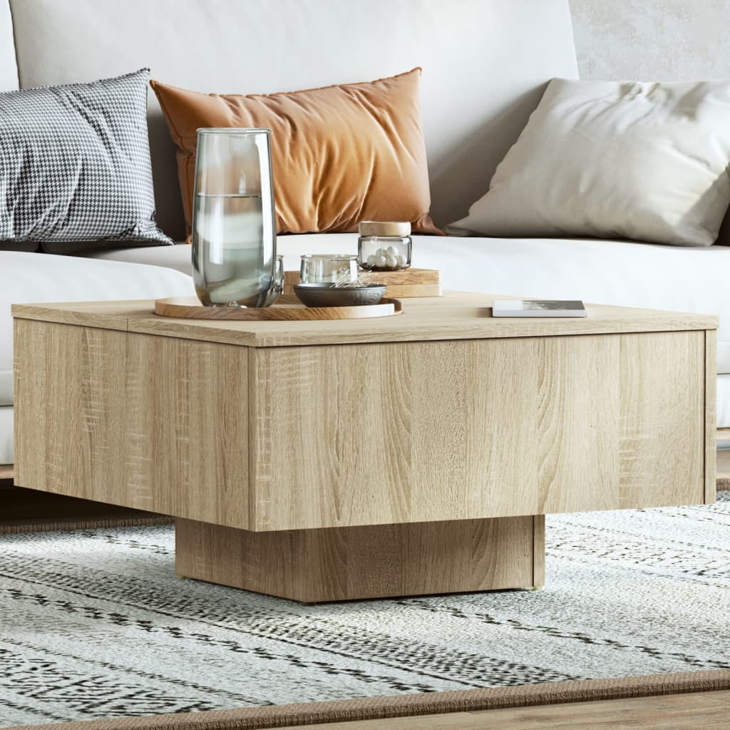 Salontafel 60x60x31,5 cm bewerkt hout sonoma eikenkleurig is nu te koop bij PeponiXL, paradijselijk wonen!