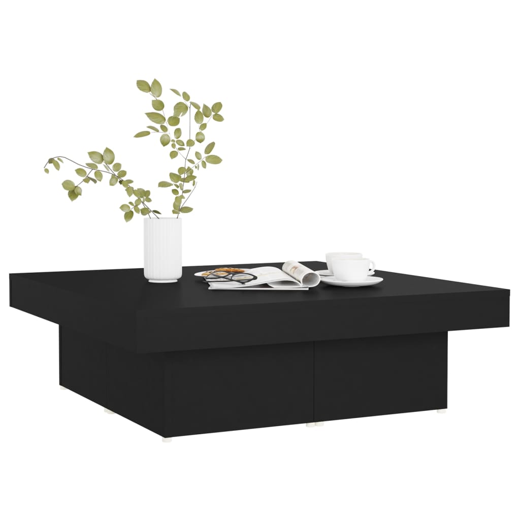Salontafel 90x90x28 cm bewerkt hout zwart is nu te koop bij PeponiXL, paradijselijk wonen!