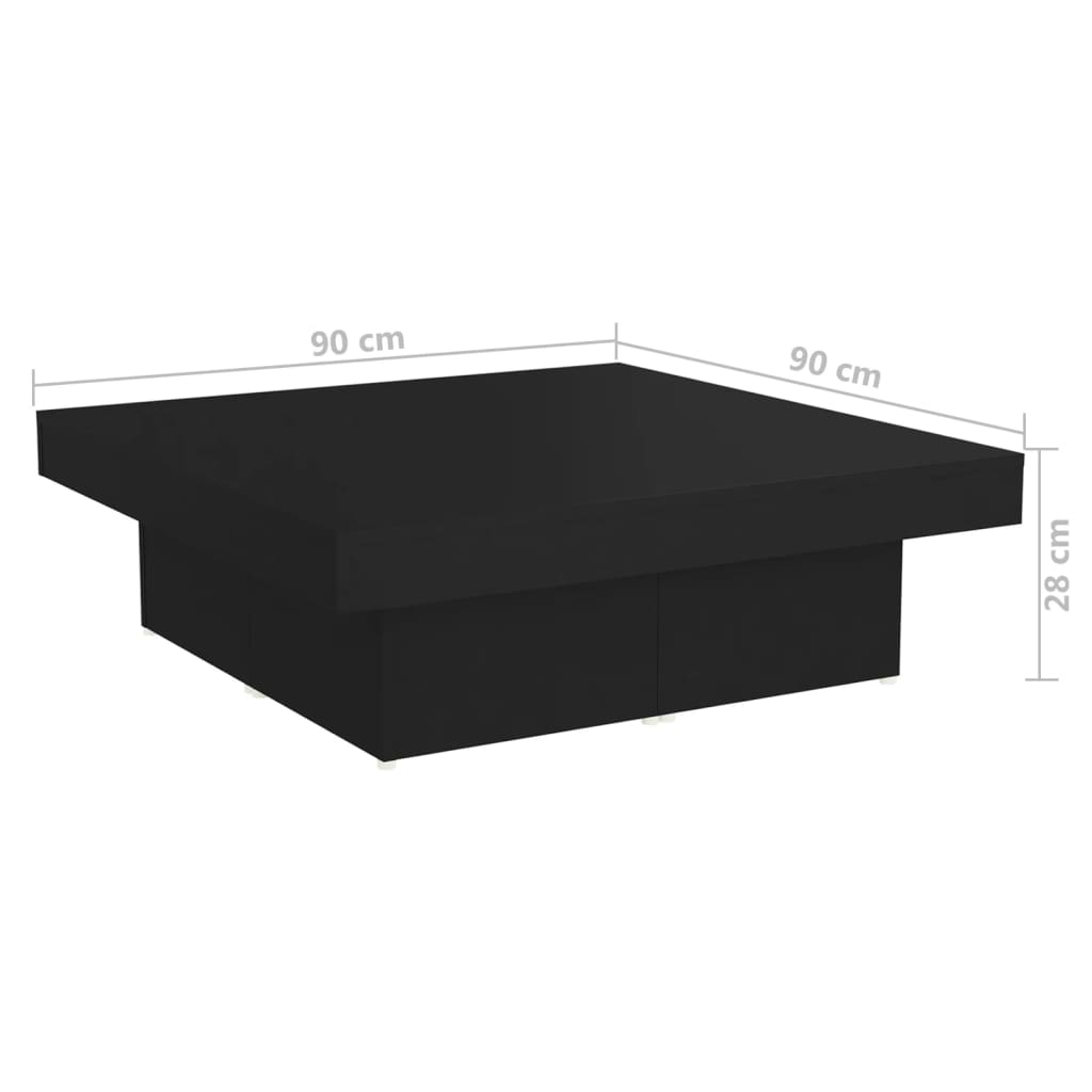 Salontafel 90x90x28 cm bewerkt hout zwart is nu te koop bij PeponiXL, paradijselijk wonen!