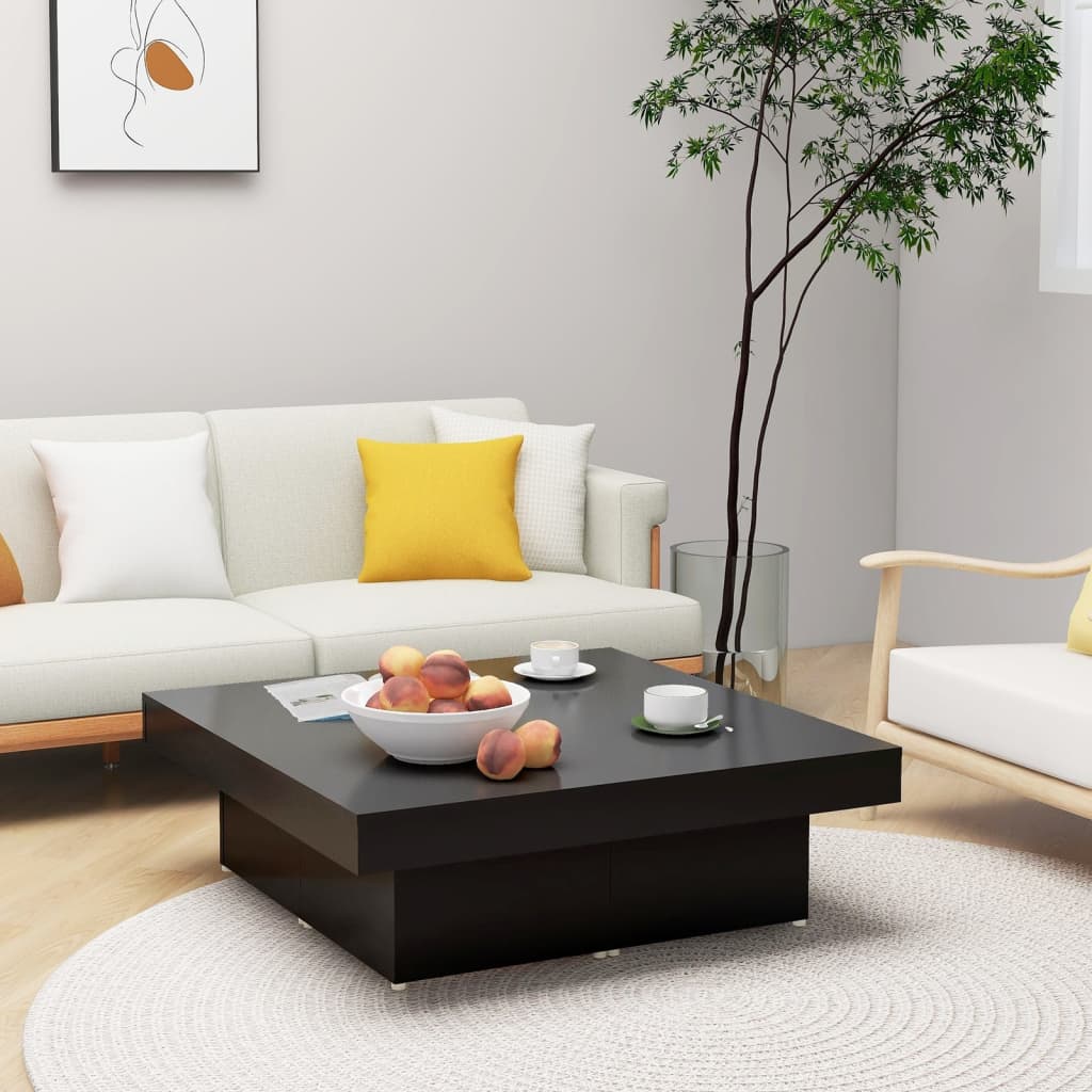 Salontafel 90x90x28 cm bewerkt hout zwart is nu te koop bij PeponiXL, paradijselijk wonen!