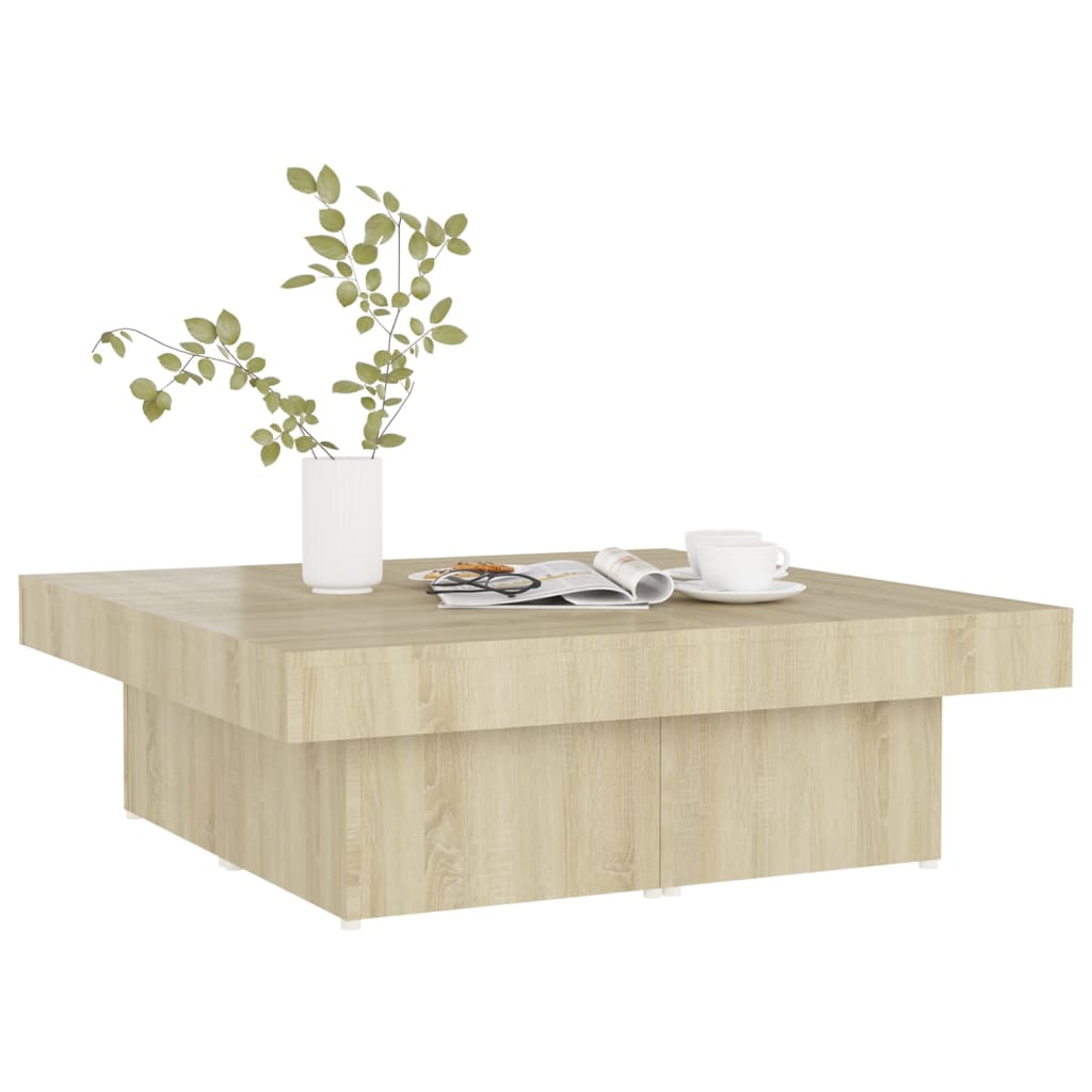 Salontafel 90x90x28 cm bewerkt hout sonoma eikenkleurig is nu te koop bij PeponiXL, paradijselijk wonen!