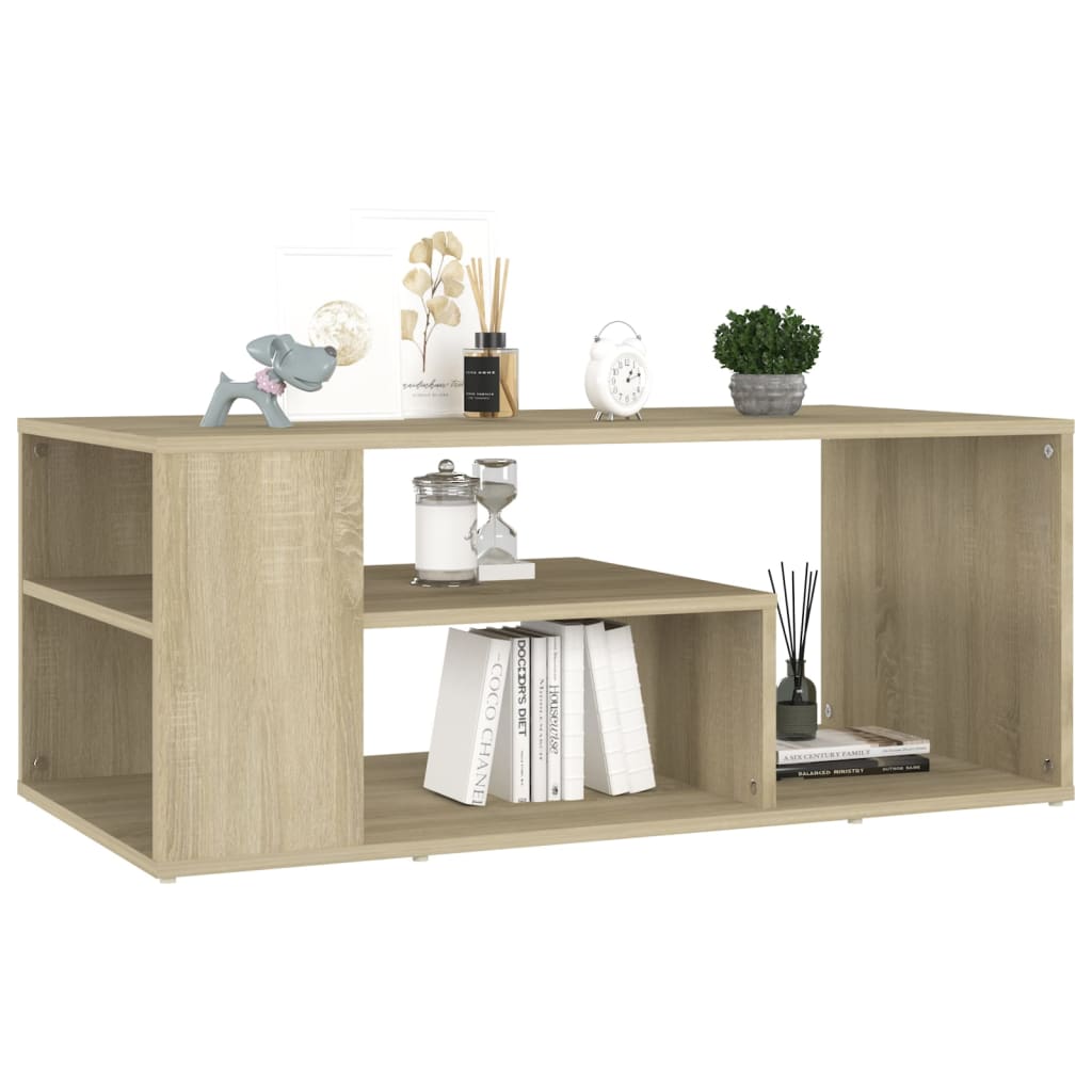 Salontafel 100x50x40 cm bewerkt hout sonoma eikenkleurig is nu te koop bij PeponiXL, paradijselijk wonen!