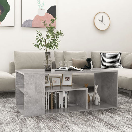 Salontafel 100x50x40 cm bewerkt hout betongrijs is nu te koop bij PeponiXL, paradijselijk wonen!