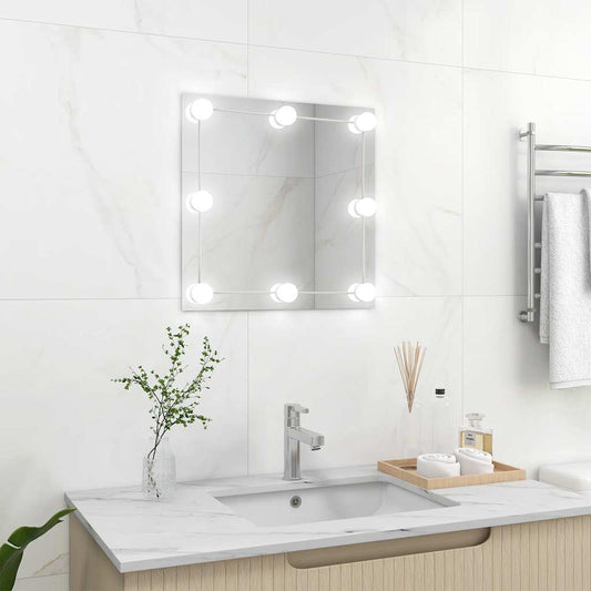 Wandspiegel met LED-lampen vierkant glas is nu te koop bij PeponiXL, paradijselijk wonen!