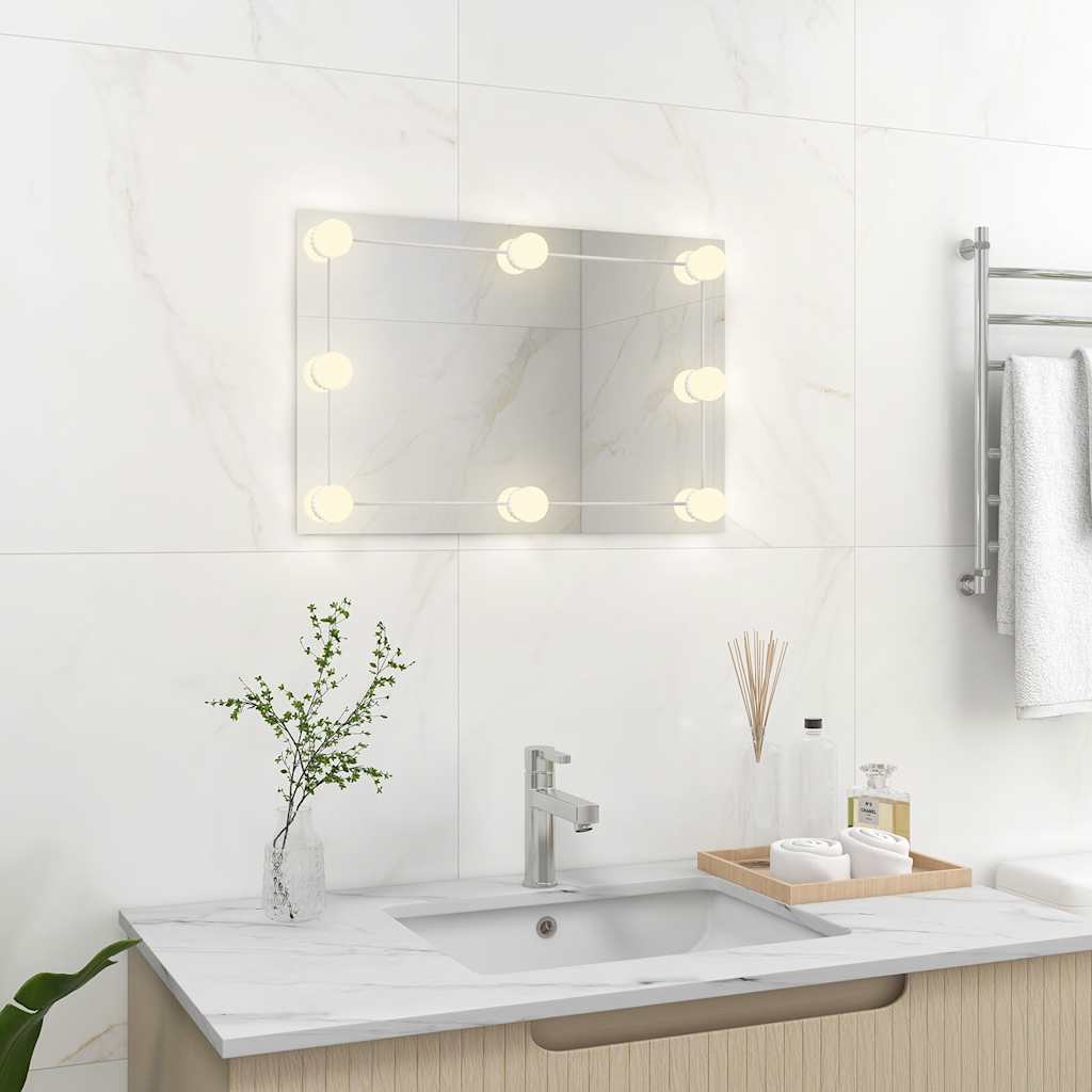 Wandspiegel met LED-lampen rechthoekig glas is nu te koop bij PeponiXL, paradijselijk wonen!