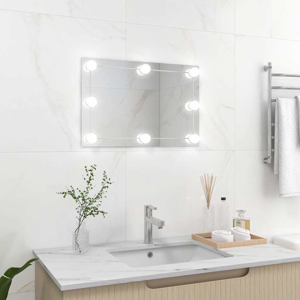 Wandspiegel met LED-lampen rechthoekig glas is nu te koop bij PeponiXL, paradijselijk wonen!