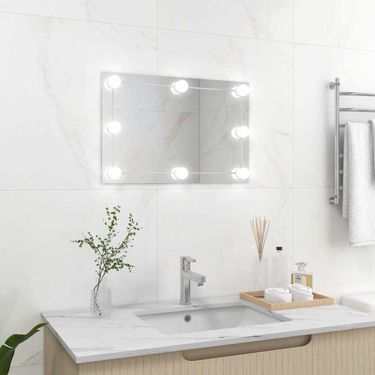 Wandspiegel met LED-lampen rechthoekig glas is nu te koop bij PeponiXL, paradijselijk wonen!