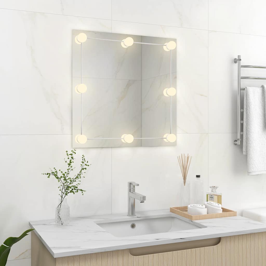 Wandspiegel met LED-lampen vierkant glas is nu te koop bij PeponiXL, paradijselijk wonen!