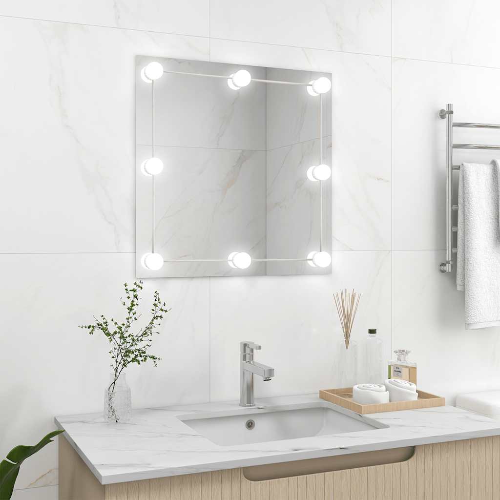Wandspiegel met LED-lampen vierkant glas is nu te koop bij PeponiXL, paradijselijk wonen!