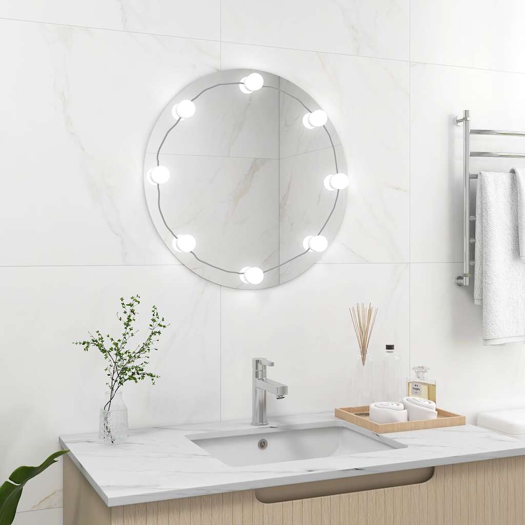 Wandspiegel met LED-lampen rond glas is nu te koop bij PeponiXL, paradijselijk wonen!
