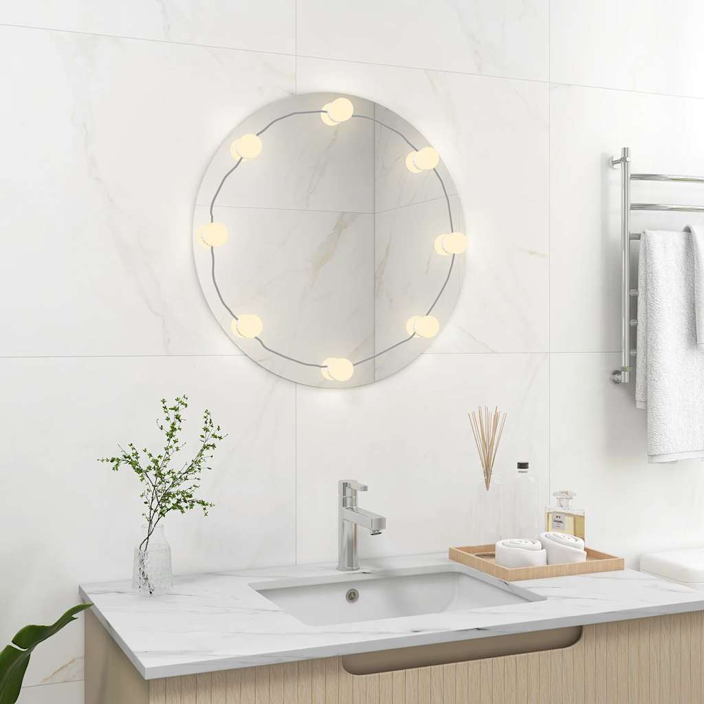 Wandspiegel met LED-lampen rond glas is nu te koop bij PeponiXL, paradijselijk wonen!