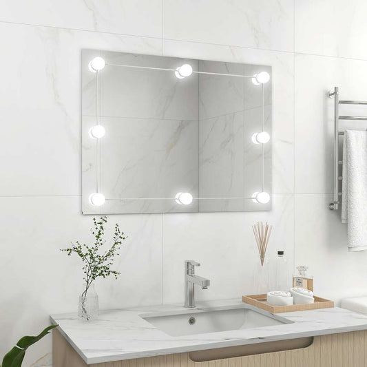 Wandspiegel zonder lijst met LED-lampen rechthoekig glas is nu te koop bij PeponiXL, paradijselijk wonen!