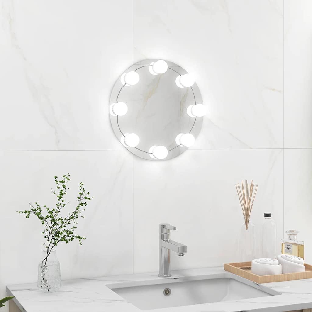 Wandspiegel zonder lijst met LED-lampen rond glas is nu te koop bij PeponiXL, paradijselijk wonen!