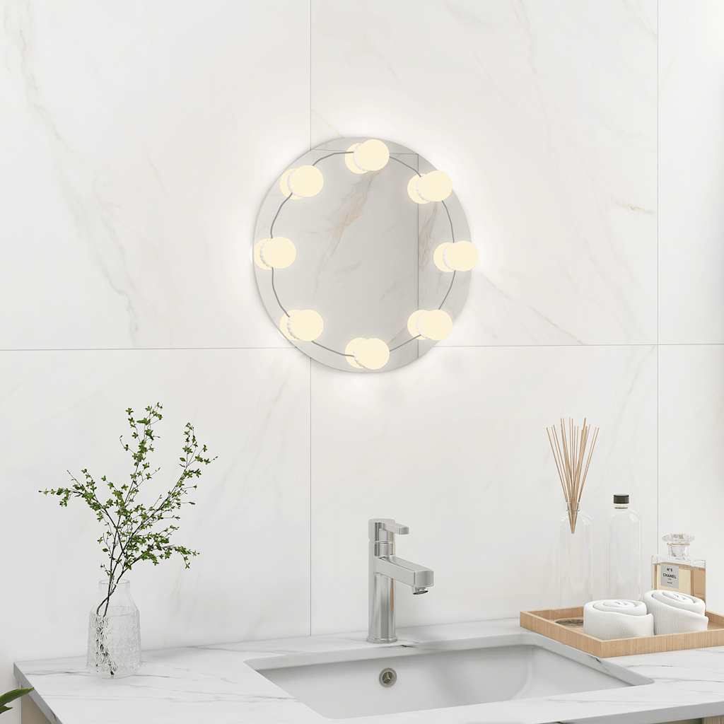 Wandspiegel zonder lijst met LED-lampen rond glas is nu te koop bij PeponiXL, paradijselijk wonen!