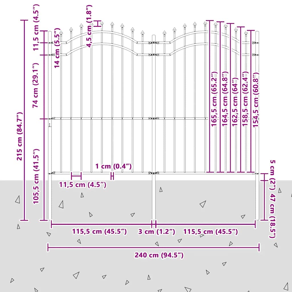 Tuinhek Woerden met speerpunt zwart 240x175 cm staal is nu te koop bij PeponiXL, paradijselijk wonen!