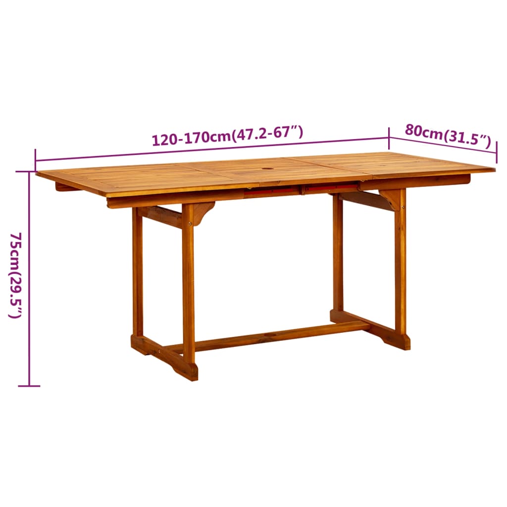 7-delige Tuinset massief acaciahout 120-170 cm is nu te koop bij PeponiXL, paradijselijk wonen!