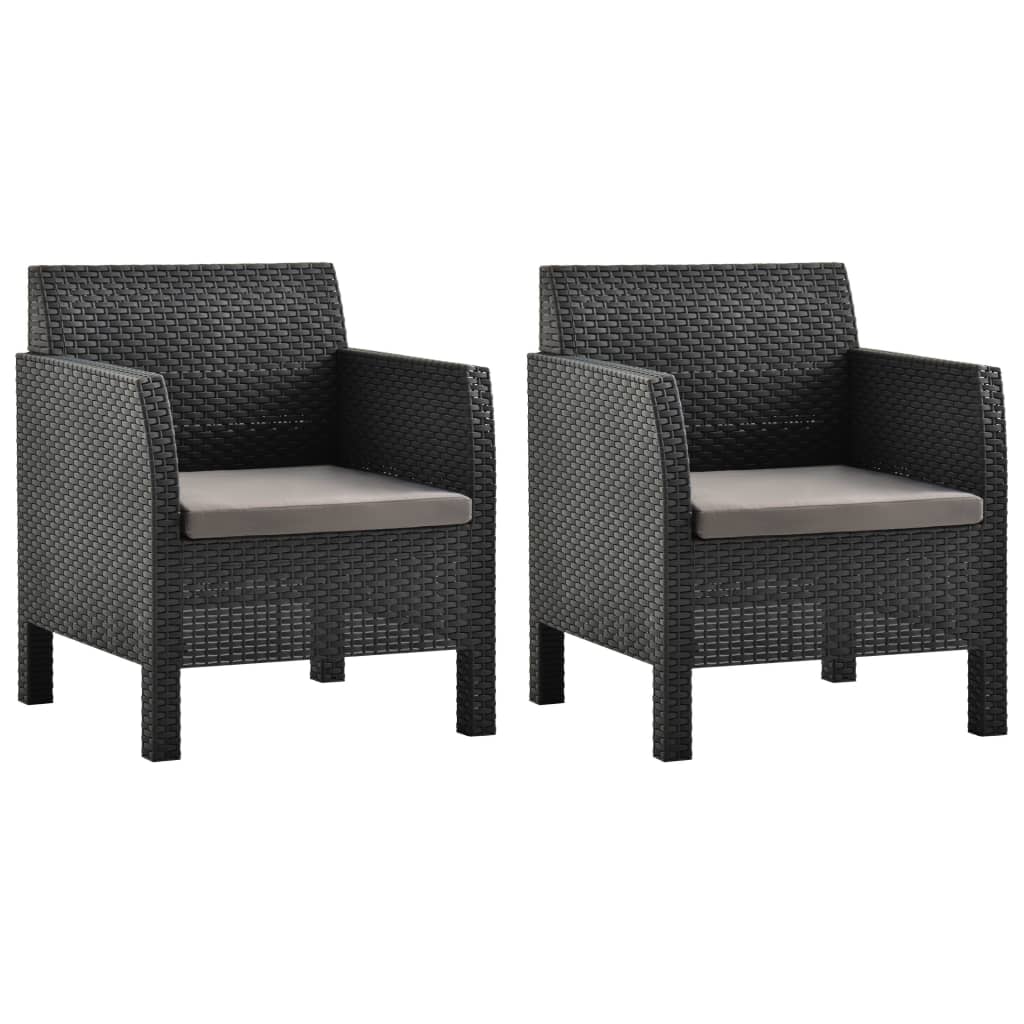 Tuinstoelen 2 st met kussens PP rattan antracietkleurig is nu te koop bij PeponiXL, paradijselijk wonen!
