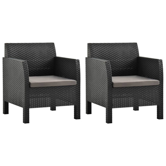 Tuinstoelen 2 st met kussens PP rattan antracietkleurig is nu te koop bij PeponiXL, paradijselijk wonen!