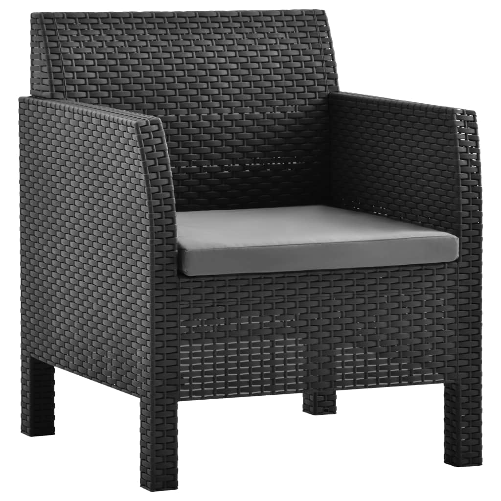 Tuinstoelen 2 st met kussens PP rattan antracietkleurig is nu te koop bij PeponiXL, paradijselijk wonen!