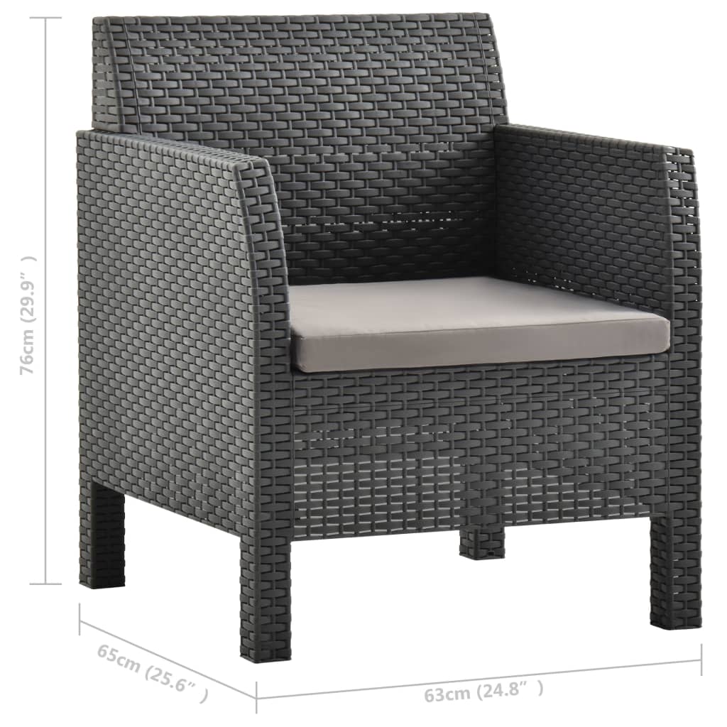 Tuinstoelen 2 st met kussens PP rattan antracietkleurig is nu te koop bij PeponiXL, paradijselijk wonen!