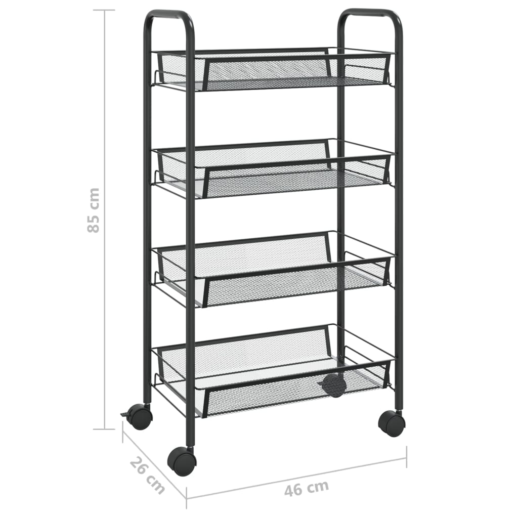 Keukentrolley 4-laags 46x26x85 cm ijzer zwart is nu te koop bij PeponiXL, paradijselijk wonen!