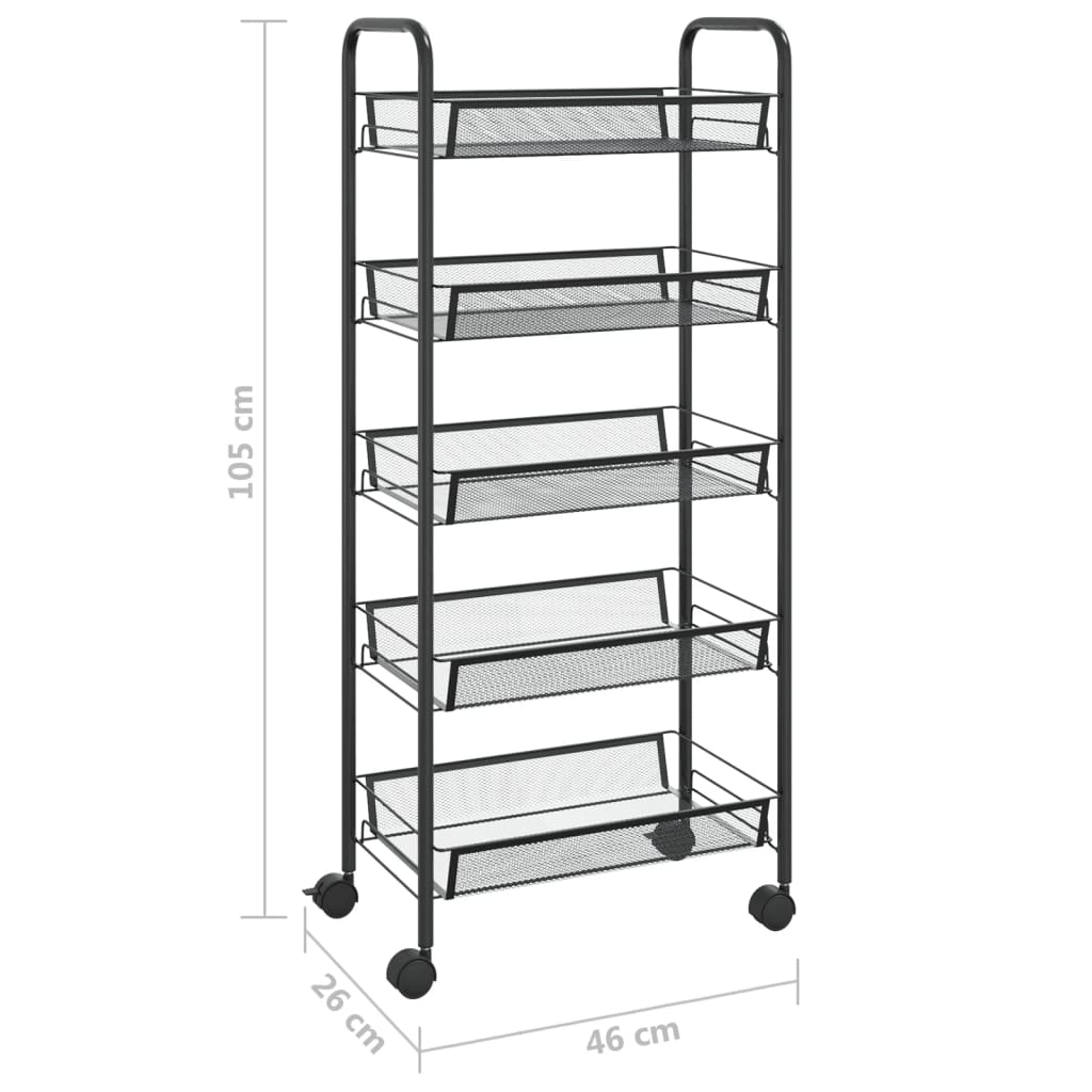 Keukentrolley 5-laags 46x26x105 cm ijzer zwart is nu te koop bij PeponiXL, paradijselijk wonen!