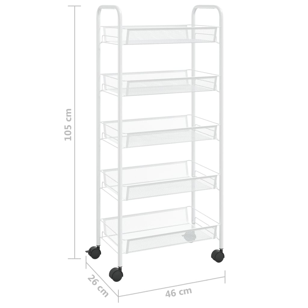 Keukentrolley 5-laags 46x26x105 cm ijzer wit is nu te koop bij PeponiXL, paradijselijk wonen!