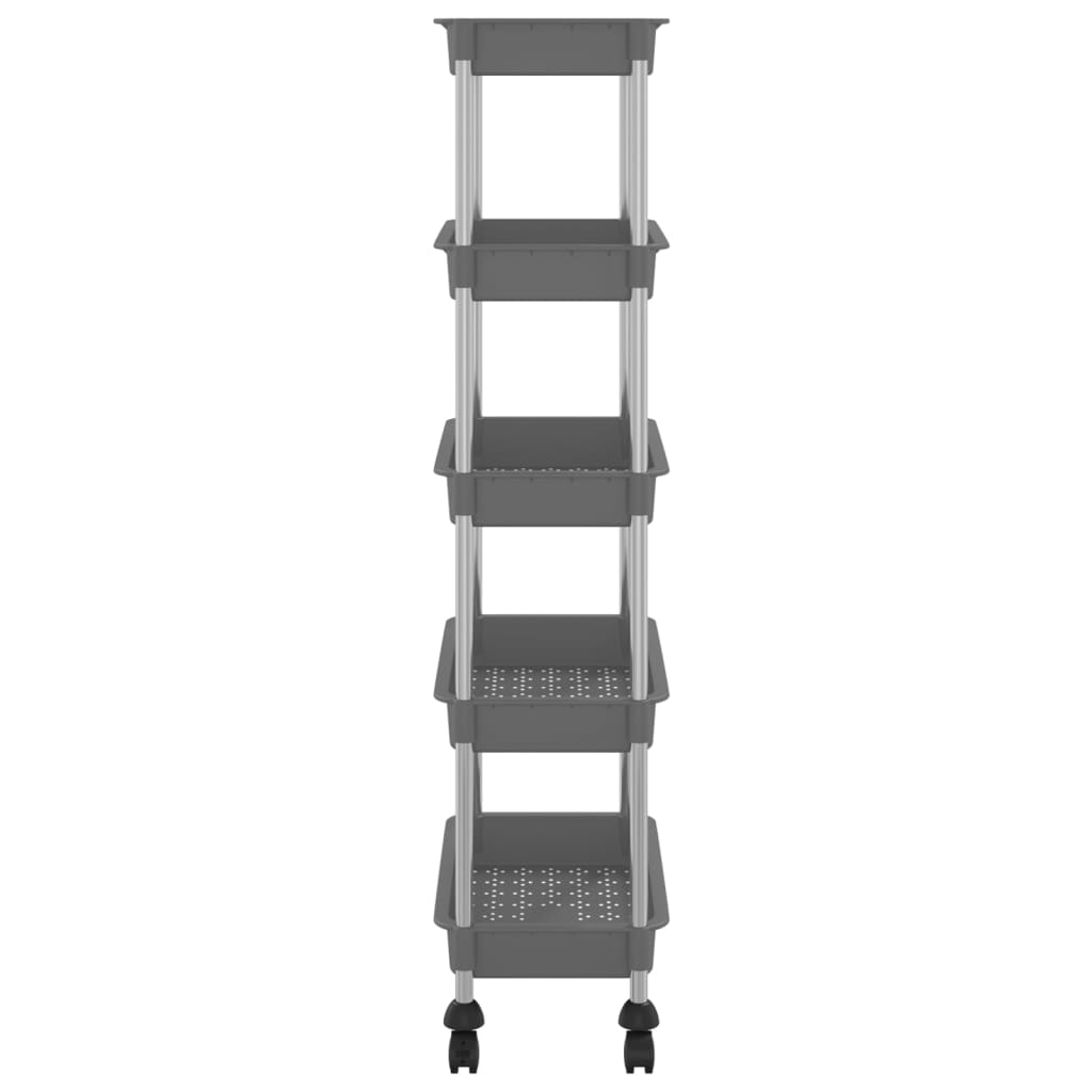 Keukentrolley 5-laags 42x29x128 cm ijzer en ABS grijs is nu te koop bij PeponiXL, paradijselijk wonen!
