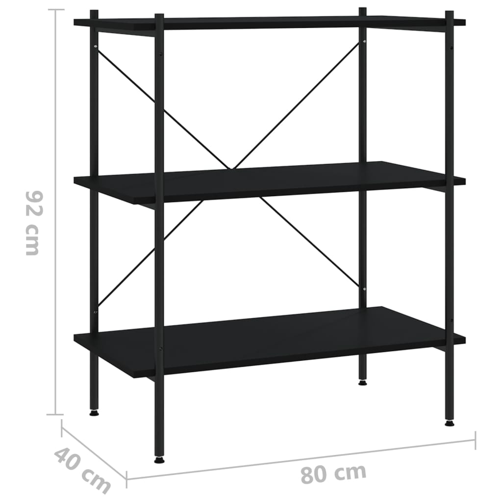 Opbergrek 3-laags 80x40x92 cm zwart is nu te koop bij PeponiXL, paradijselijk wonen!