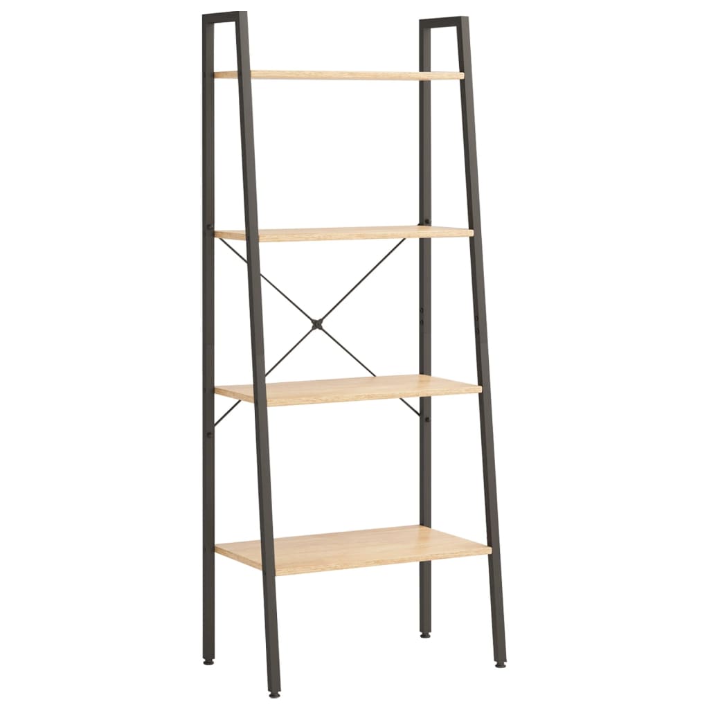 Ladderrek met 4 schappen 56x35x140 cm lichtbruin en zwart is nu te koop bij PeponiXL, paradijselijk wonen!