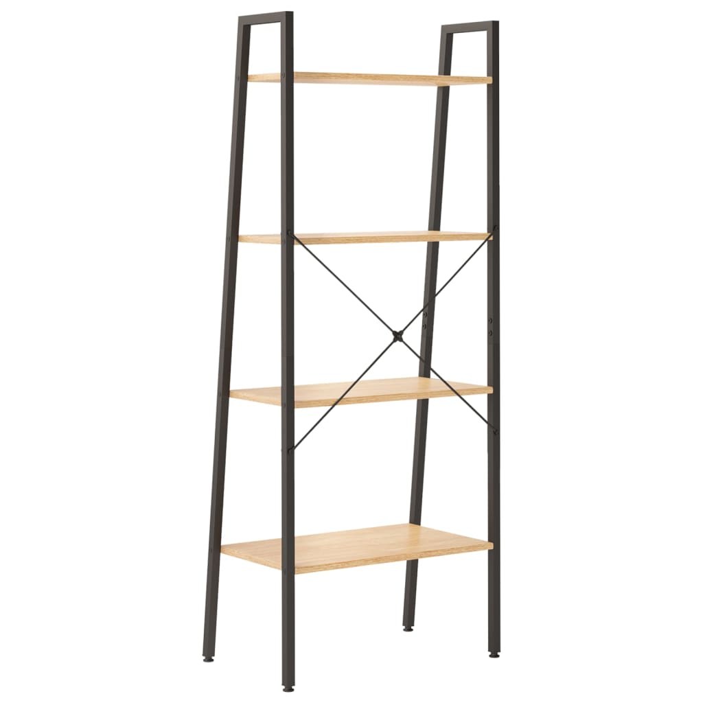 Ladderrek met 4 schappen 56x35x140 cm lichtbruin en zwart is nu te koop bij PeponiXL, paradijselijk wonen!