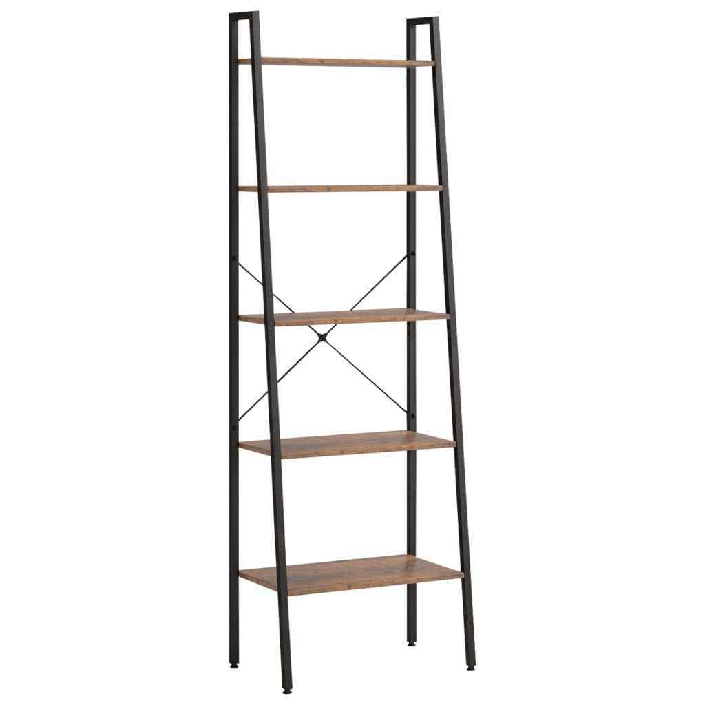 Ladderrek met 5 schappen 56x35x174 cm donkerbruin en zwart is nu te koop bij PeponiXL, paradijselijk wonen!