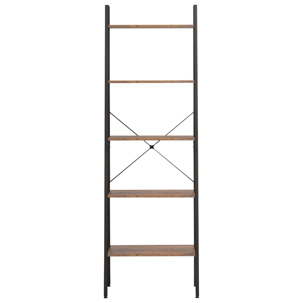 Ladderrek met 5 schappen 56x35x174 cm donkerbruin en zwart is nu te koop bij PeponiXL, paradijselijk wonen!