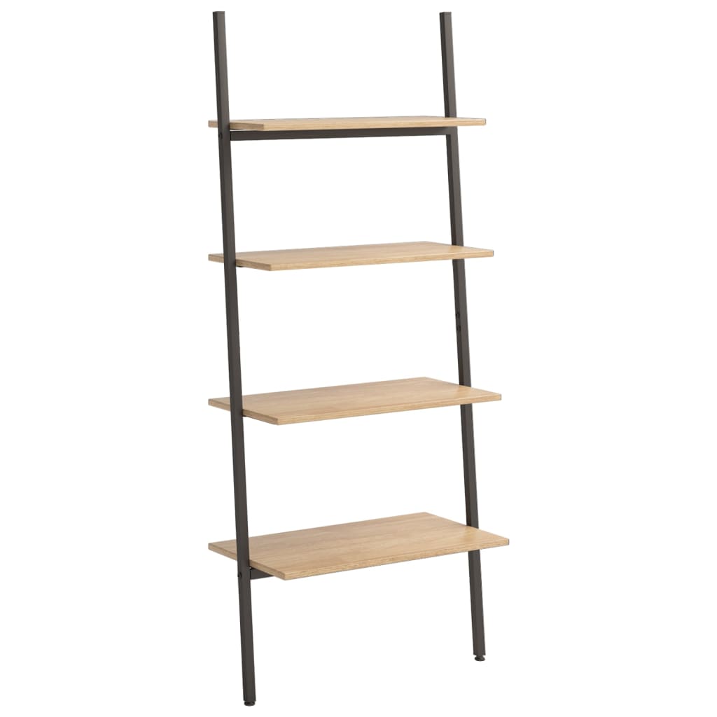 Ladderrek met 4 schappen 64x34x150,5 cm lichtbruin en zwart is nu te koop bij PeponiXL, paradijselijk wonen!
