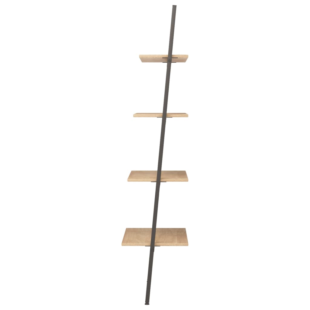 Ladderrek met 4 schappen 64x34x150,5 cm lichtbruin en zwart is nu te koop bij PeponiXL, paradijselijk wonen!
