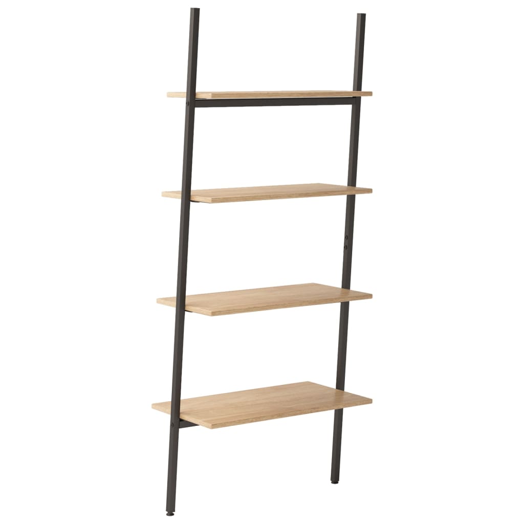 Ladderrek met 4 schappen 64x34x150,5 cm lichtbruin en zwart is nu te koop bij PeponiXL, paradijselijk wonen!
