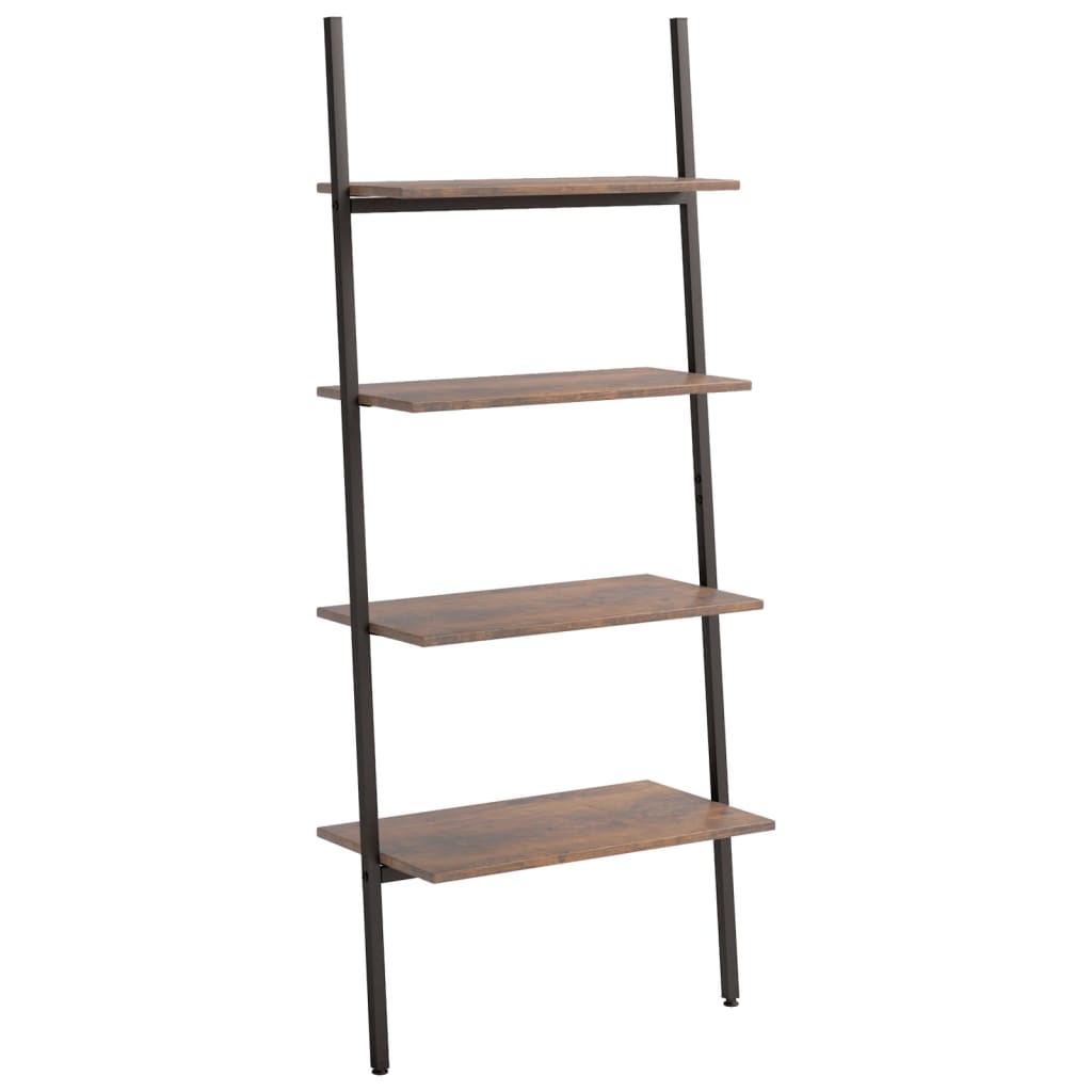 Ladderrek met 4 schappen 64x34x150,5 cm donkerbruin en zwart is nu te koop bij PeponiXL, paradijselijk wonen!