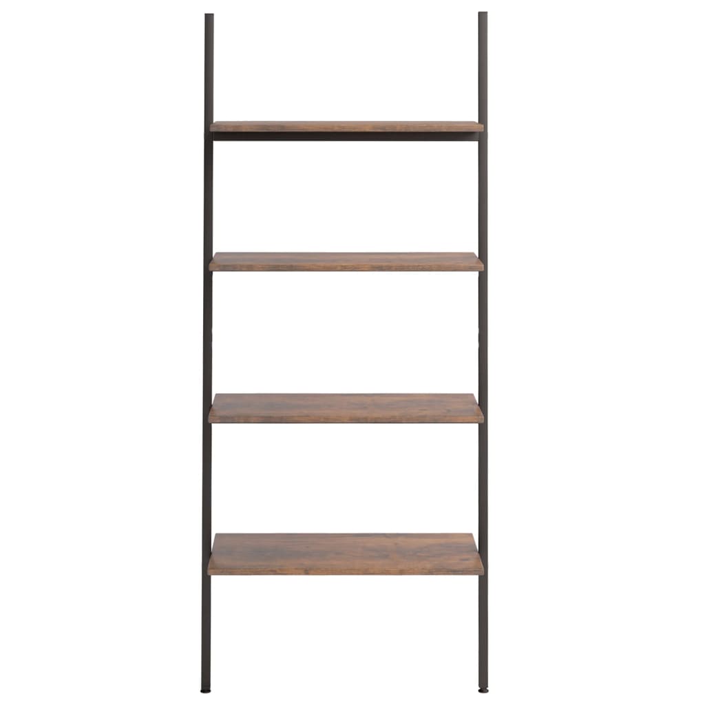 Ladderrek met 4 schappen 64x34x150,5 cm donkerbruin en zwart is nu te koop bij PeponiXL, paradijselijk wonen!