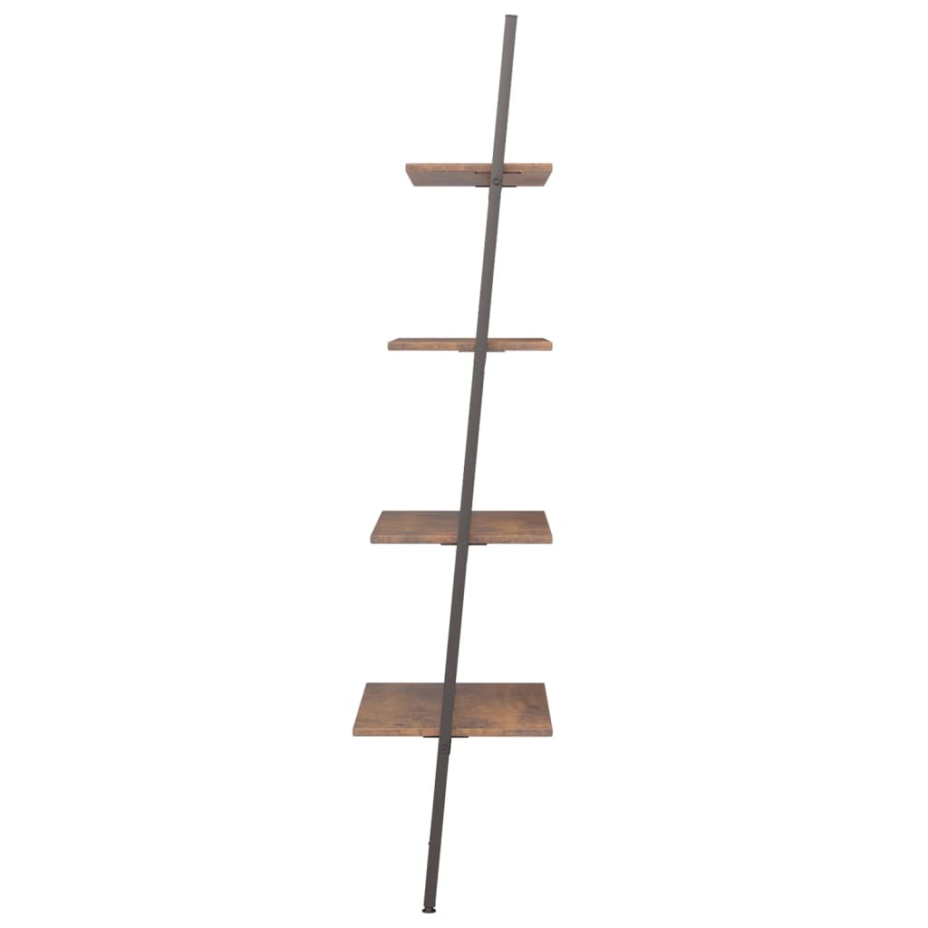 Ladderrek met 4 schappen 64x34x150,5 cm donkerbruin en zwart is nu te koop bij PeponiXL, paradijselijk wonen!