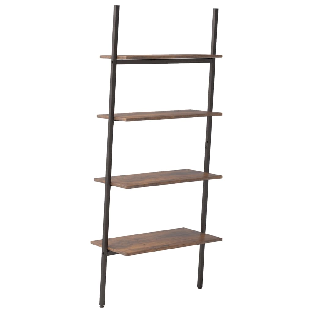 Ladderrek met 4 schappen 64x34x150,5 cm donkerbruin en zwart is nu te koop bij PeponiXL, paradijselijk wonen!