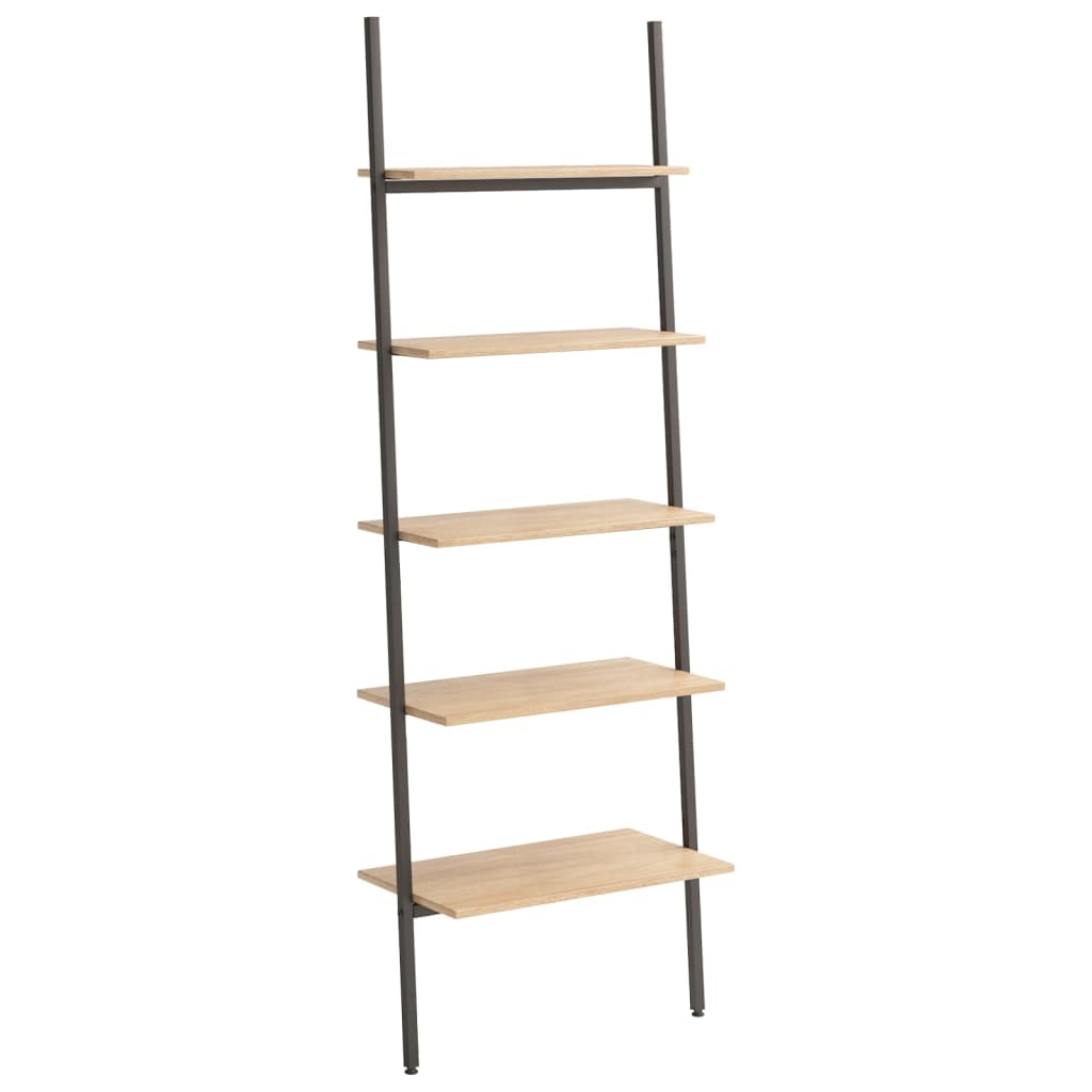 Ladderrek met 5 schappen 64x34x185,5 cm lichtbruin en zwart is nu te koop bij PeponiXL, paradijselijk wonen!