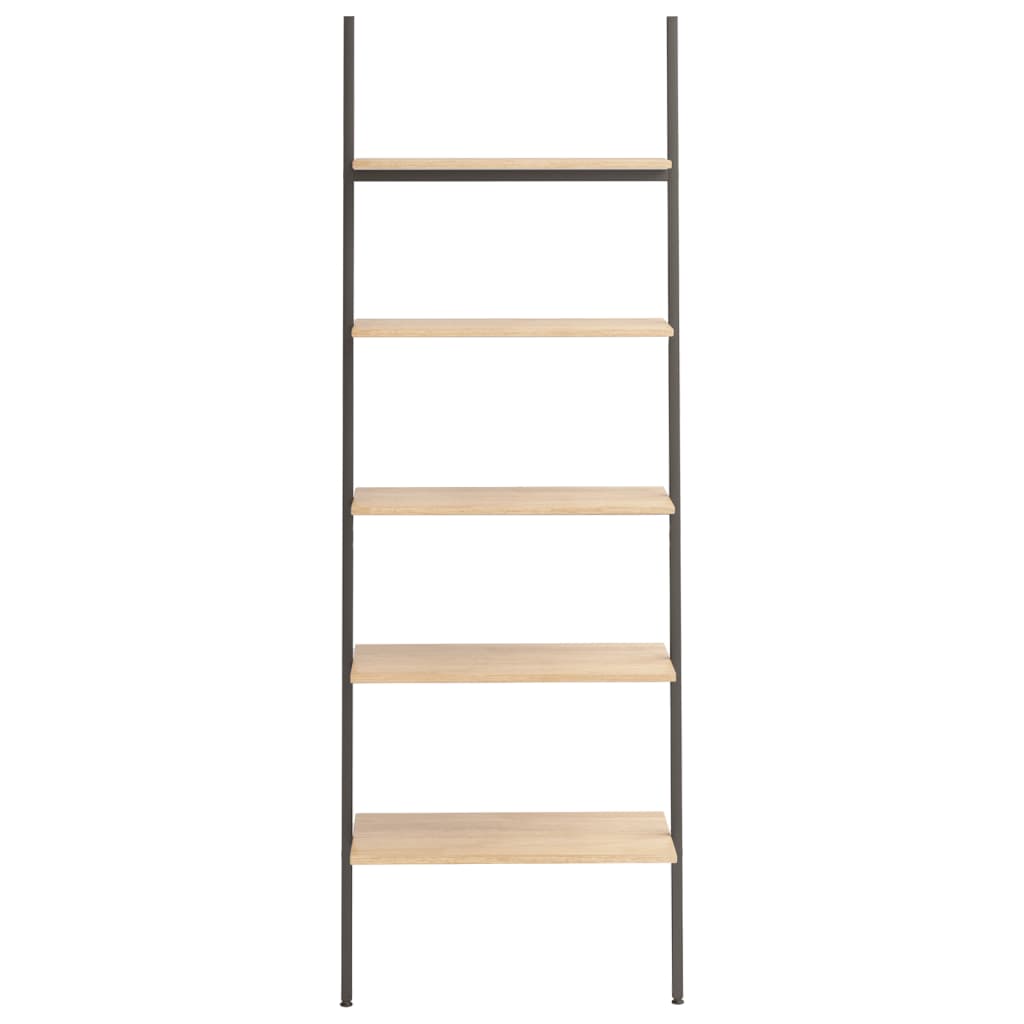 Ladderrek met 5 schappen 64x34x185,5 cm lichtbruin en zwart is nu te koop bij PeponiXL, paradijselijk wonen!