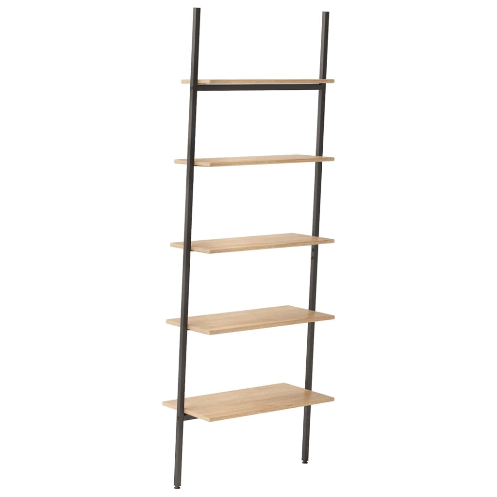 Ladderrek met 5 schappen 64x34x185,5 cm lichtbruin en zwart is nu te koop bij PeponiXL, paradijselijk wonen!